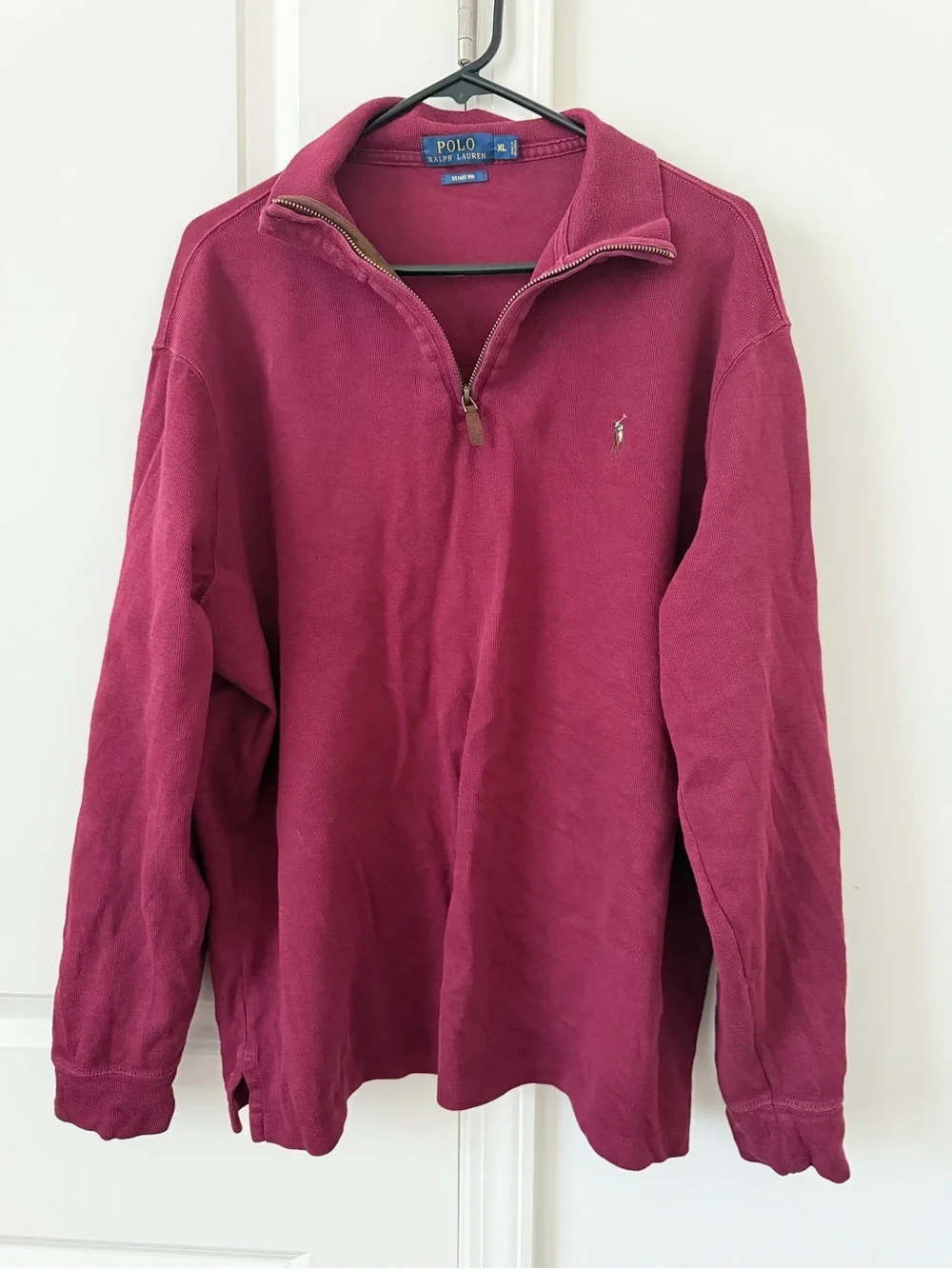 Polo Ralph Lauren Men's Burgundy 1/4 Zip Pullover Sweater XL Classic Wine Fall